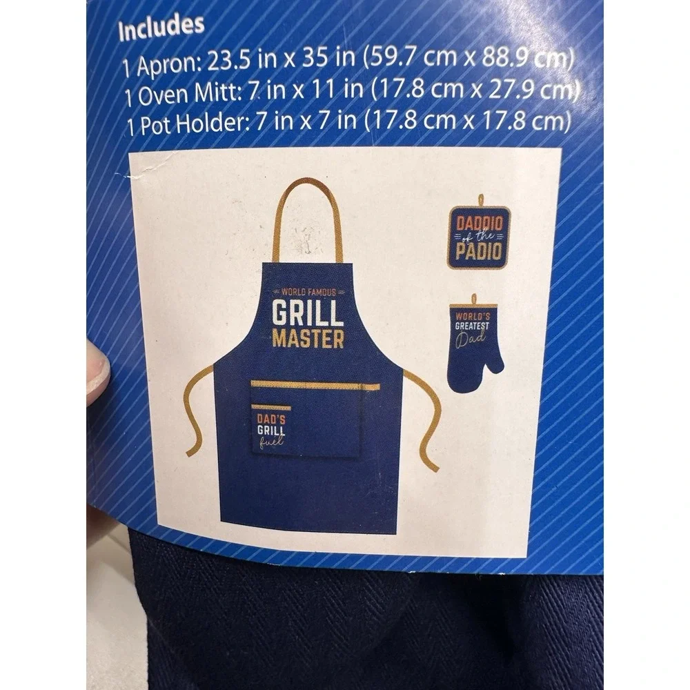 Father's Day Gift Set Grill Kitchen Apron Oven Mitt Potholder New 3-Piece New‎